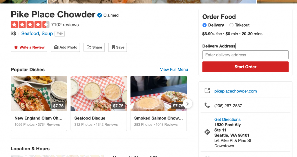 Screenshot showing the star rating on Yelp.com, which is an example of an interface element.